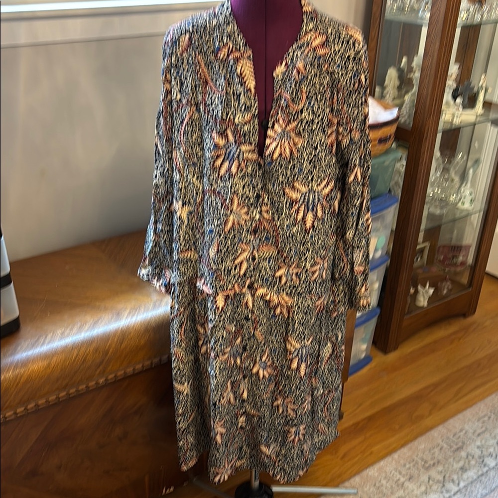 ba&sh Silver Gray Casual Dress with 3/4 Sleeves and Mandarin Collar